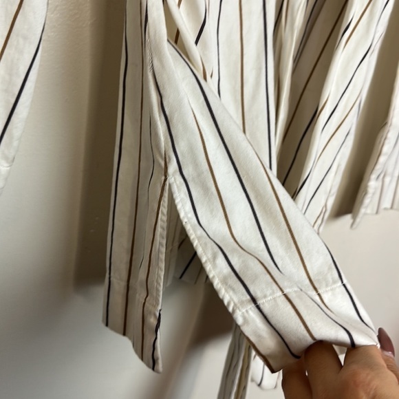 Zara Cotton Poplin Striped Bow Long Sleeve Tunic Top - Picture 10 of 15